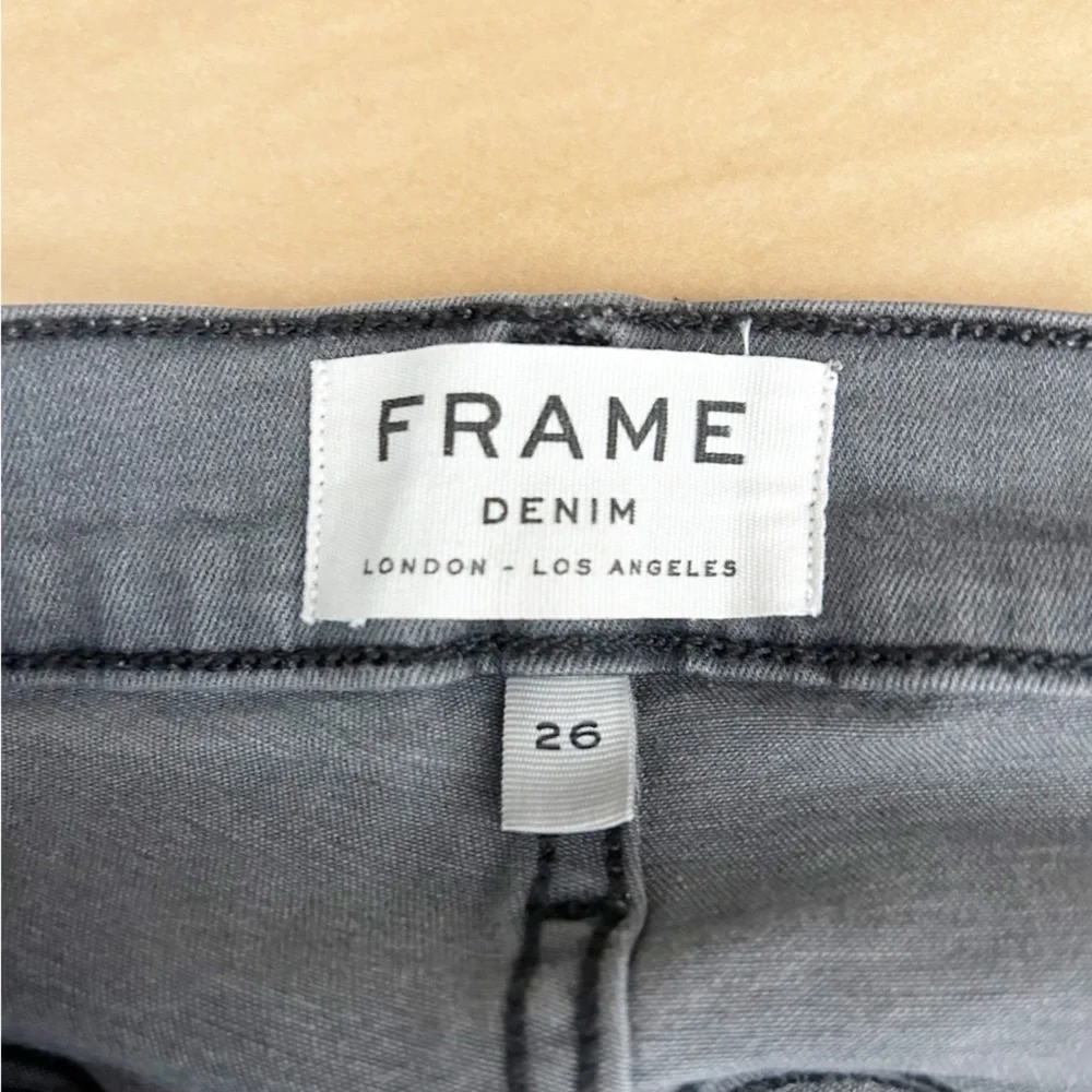 Frame Denim Le Skinny de Jeanne in Grey Shred Stretch Mid Rise 26 - Picture 7 of 11